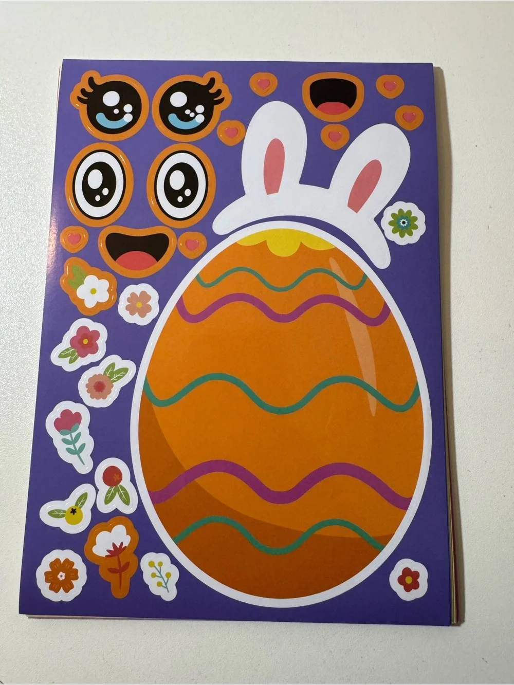 24 Easter Bunny & Egg Sticker Sheets - Colorful Party Stickers (Assorted Colors)